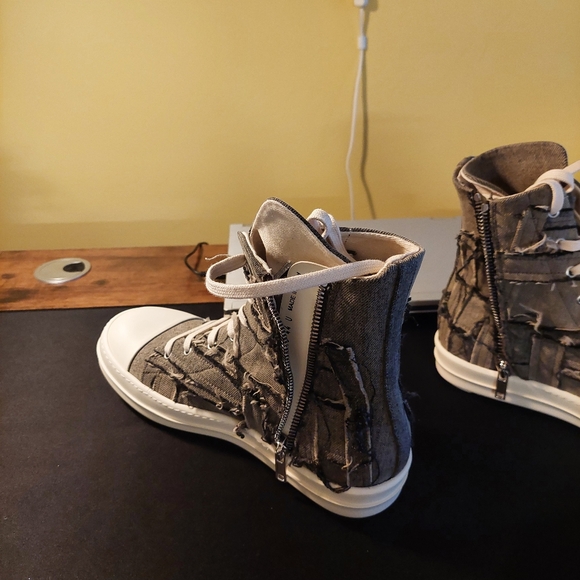 Rick Owens DRKSHDW Slashed Sneakers Mineral Pearl / Milk, size 11. - Picture 9 of 12